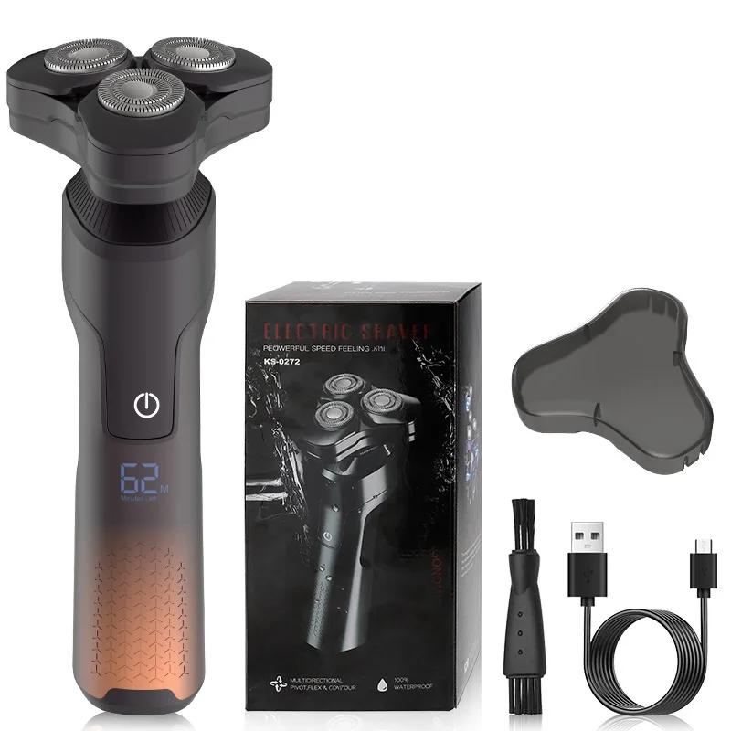 남성용 휴대용 3D 플로팅 회전 블레이드 전기 면도기, 세척 가능, IPX6 C타입, USB 급속 충전식 수염 면도기, 신제품